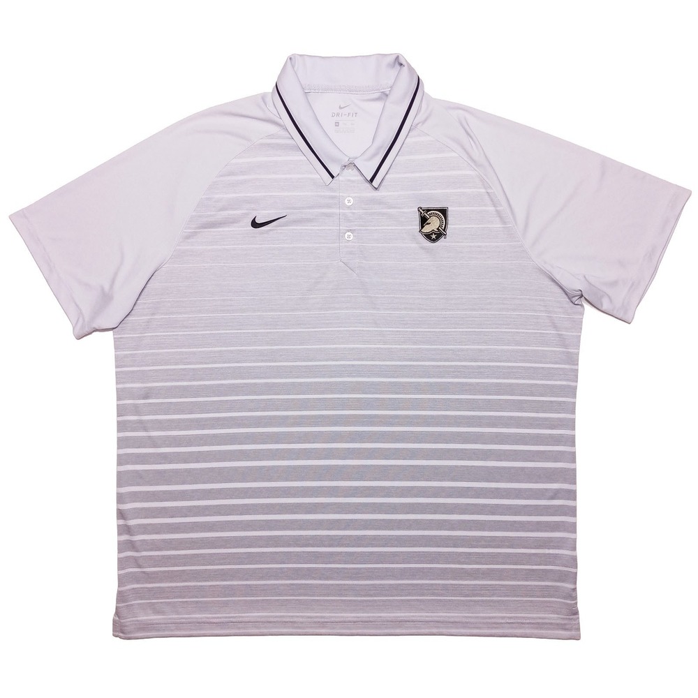 NIKE Army Black Nights Polo Shirt Gray Striped XXL 2XL